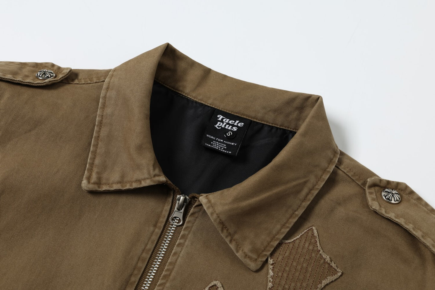 Cross Washed Workwear Zipper Jacket WN23035