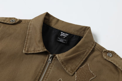 Cross Washed Workwear Zipper Jacket WN23035