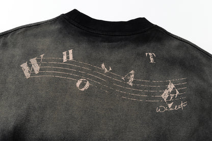Instrument Print Washed Short Sleeve T-Shirt WN25477