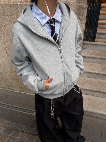 Short Oversize Zipper Hoodie WN24389