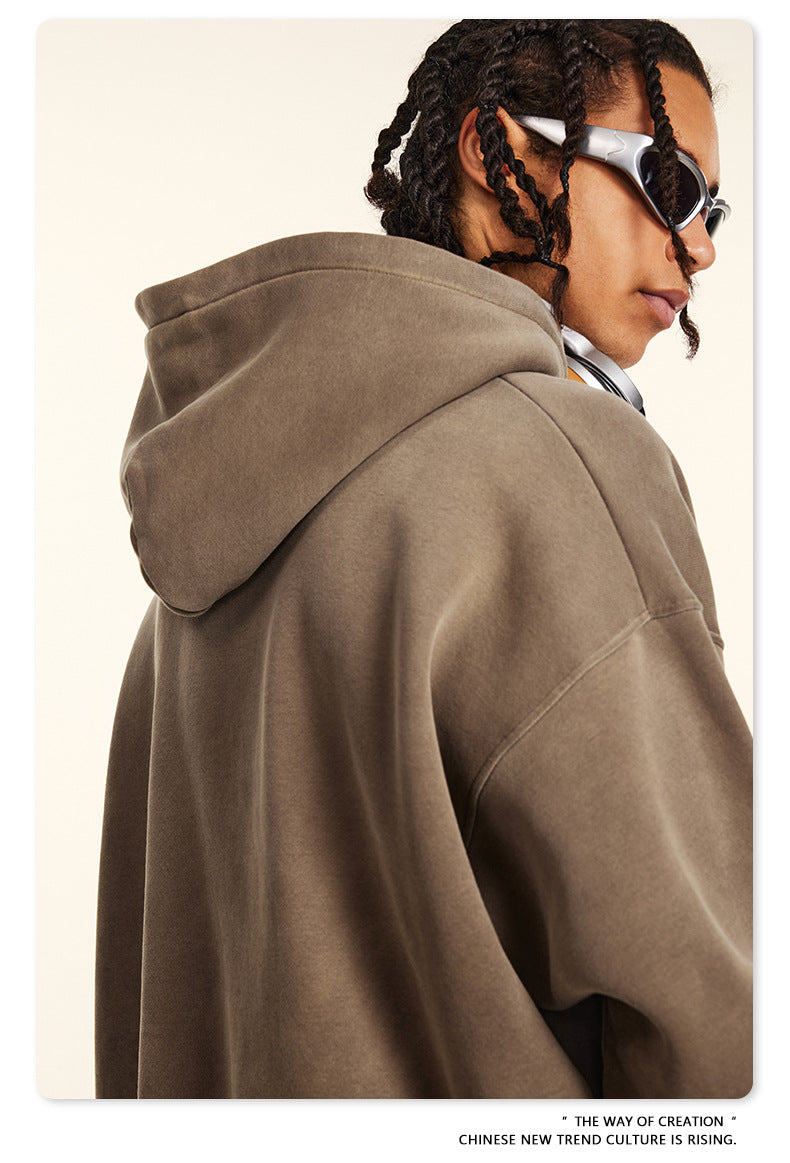 Oversize Fleece Lining Washed Pullover Hoodie WN9924