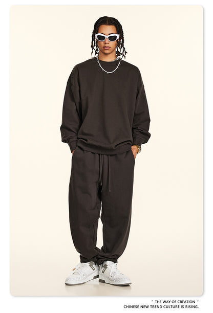Oversize Heavyweight Basic Round Neck Sweatshirt WN9929