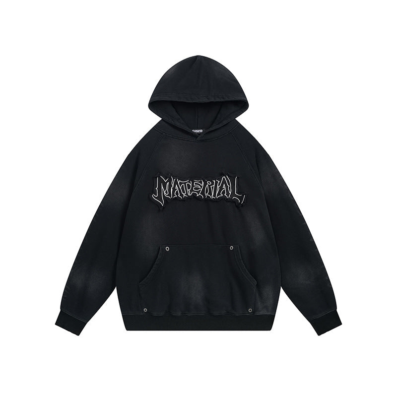 Heavyweight Washed Patch Embroidery Pullover Hoodie WN25660