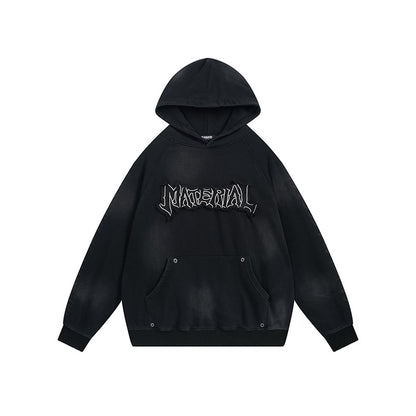 Heavyweight Washed Patch Embroidery Pullover Hoodie WN25660