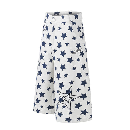 Star Print Denim Half Jeans WN25801