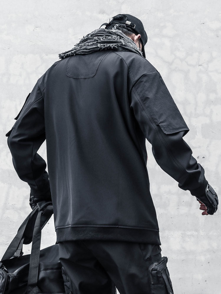 Patchwork Fake Layered Fleece Lining Knit Sweater WN22516