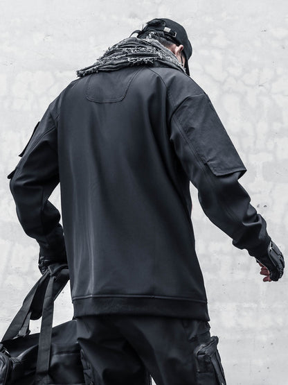 Patchwork Fake Layered Fleece Lining Knit Sweater WN22516