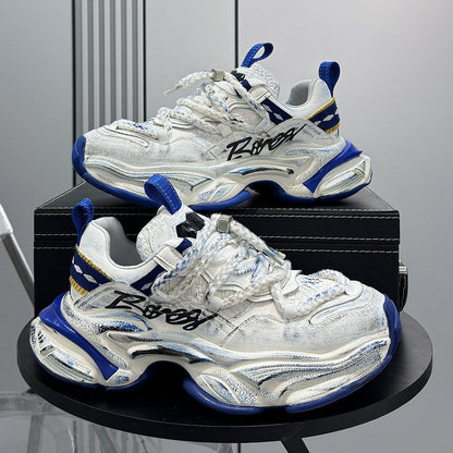 Washed Graffiti Print Chunky Sole Sneakers WN24636