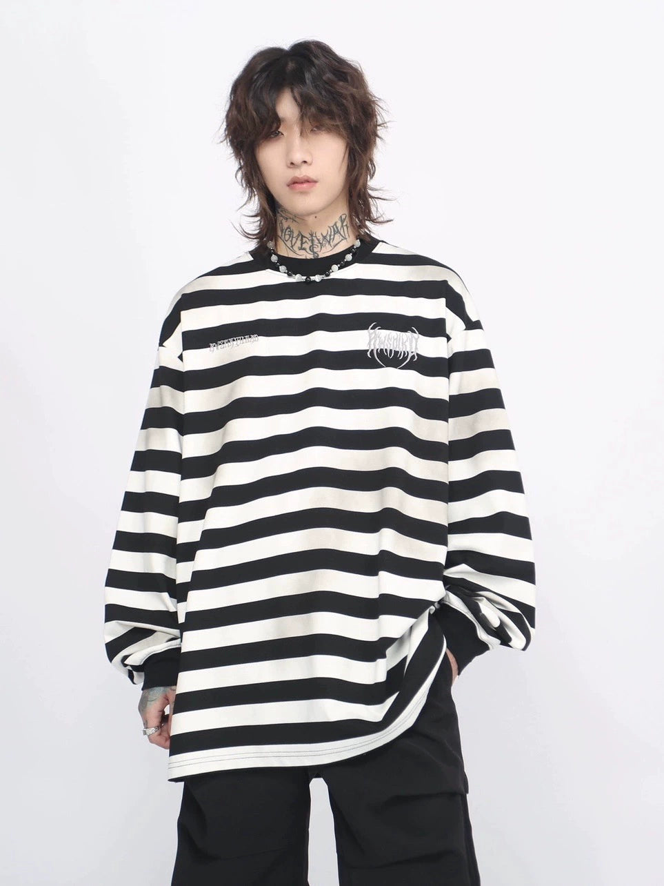 Oversize Striped Long Sleeve T-shirt WN8402