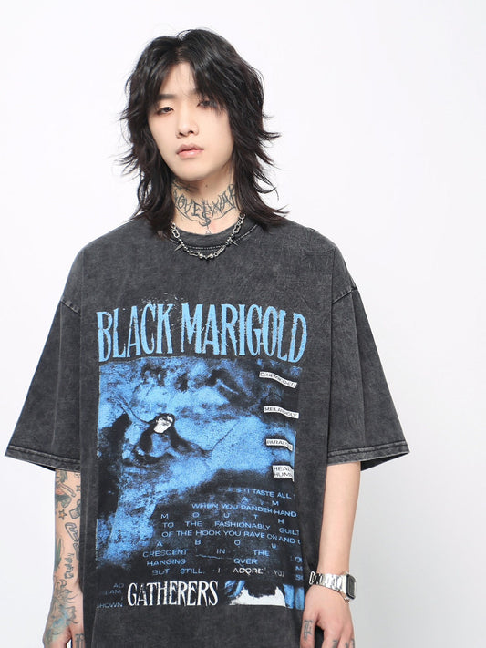 Washed Graphic Print Oversize Short Sleeve T-Shirt WN24437