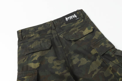 Camouflage Cargo Wide-Leg Half Pants WN16132