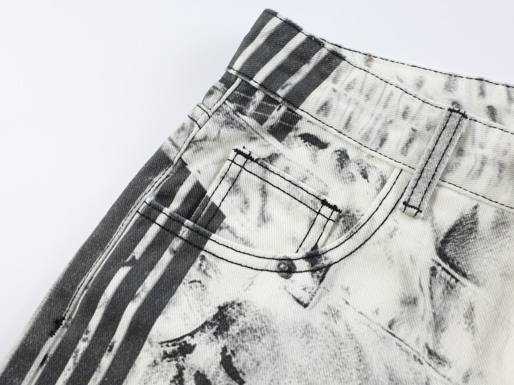 3D Print Ripped Tie-Dye Wide Leg Denim Jeans WN27866