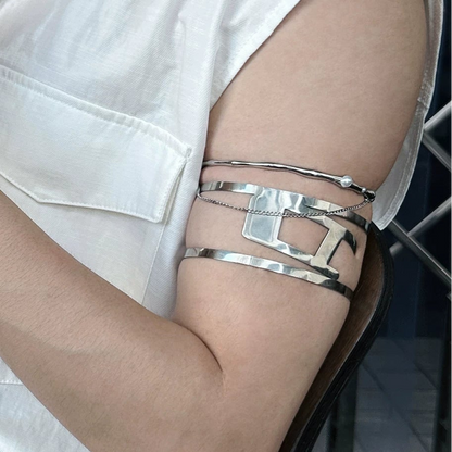 WN25144 Yang Yifan trendy brand European and American punk personality arm decoration arm ring opening adjustable high-end sense arm bracelet men's ins WN25144