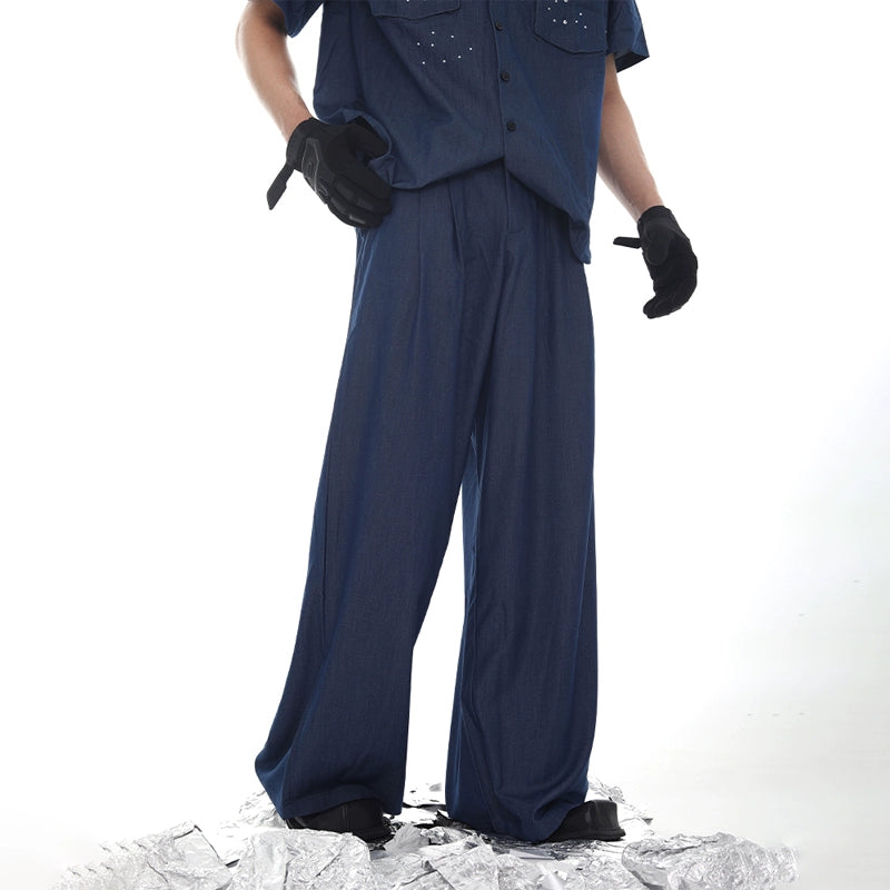 Draped Wide Leg Denim Jeans WN18629