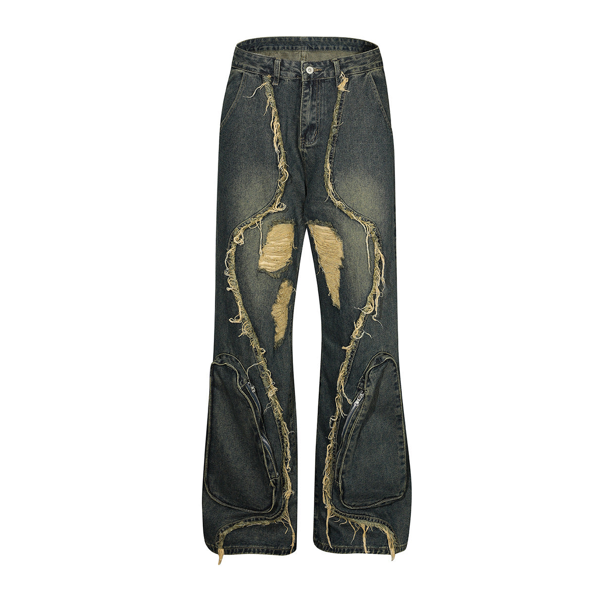 Damage Washed Denim Jeans WN11288