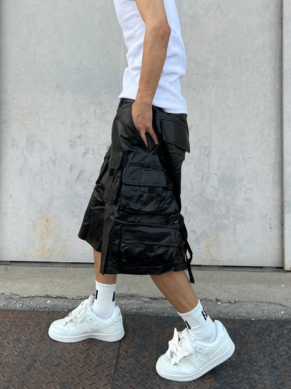 Multi Pocket Drawstring Cargo Half Pants WN24130