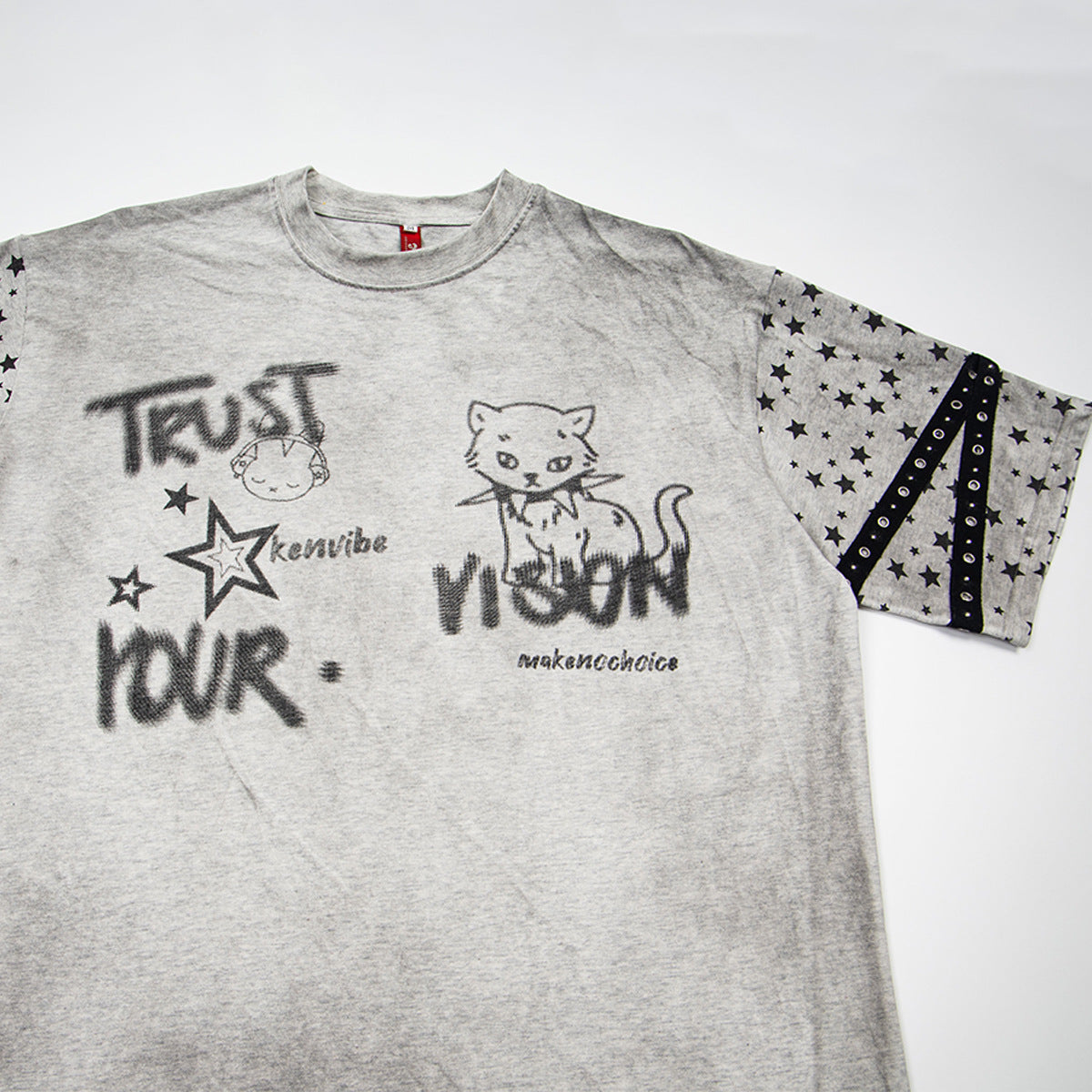 Graffiti Doodle Print Washed Short Sleeve T-Shirt WN25574