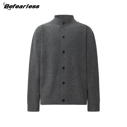 High-Neck Minimal Knit Cardigan WN26226