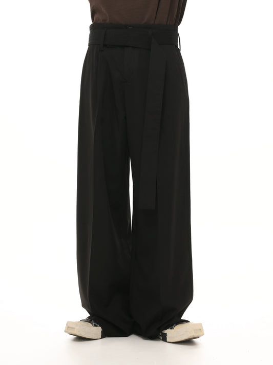 Wide Leg Belted Tuck-in Trousers WN7966