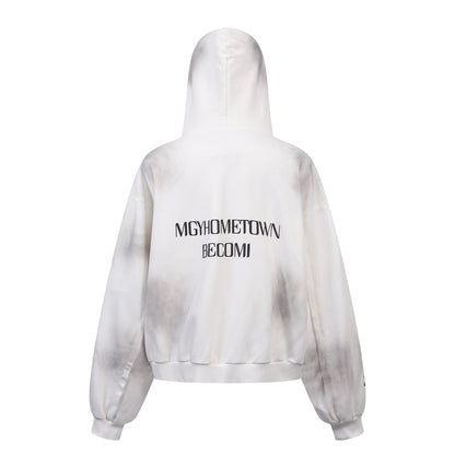 Dirty Washed Logo Print Zipper Hoodie & Dirty Washed Sweatpants Setup WN25540