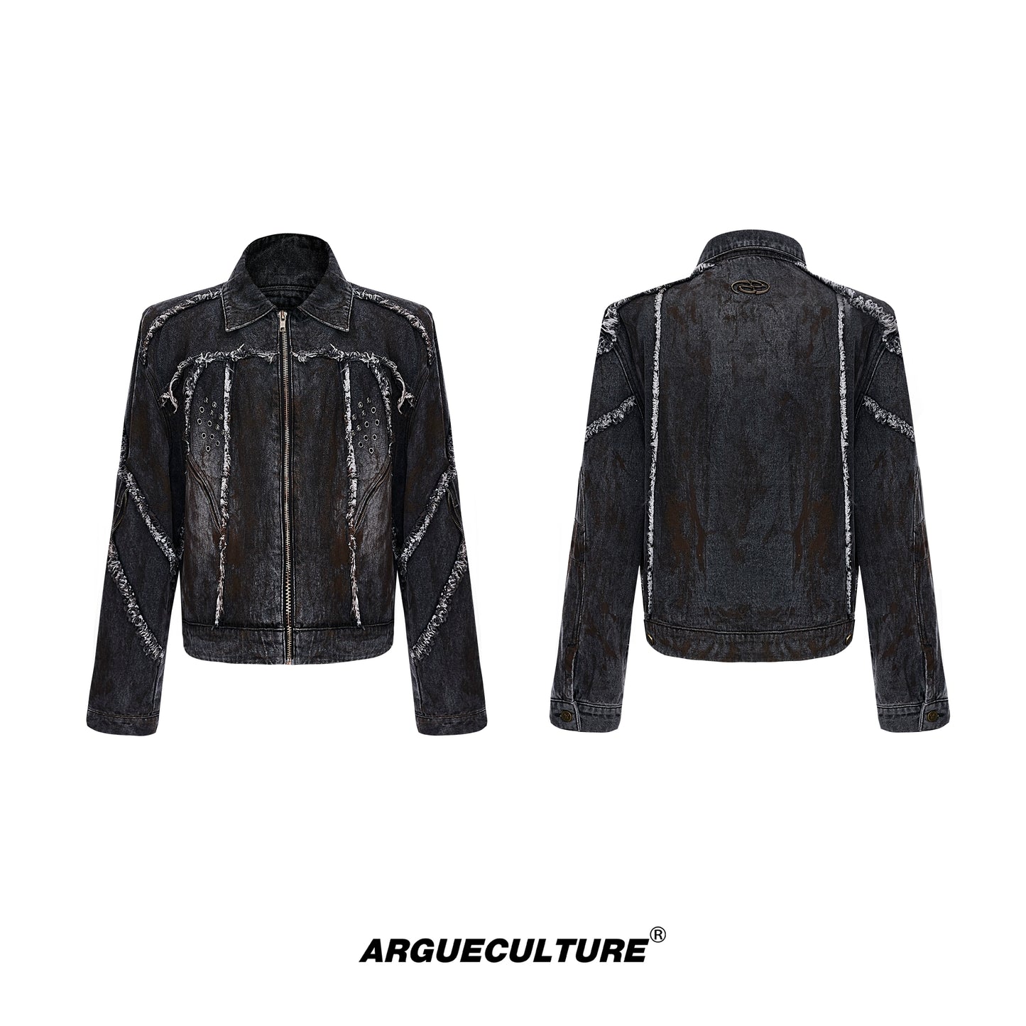 Deconstruction Shoulder-Pad Denim Jacket & Large Pocket Denim Jeans Setup WN21847