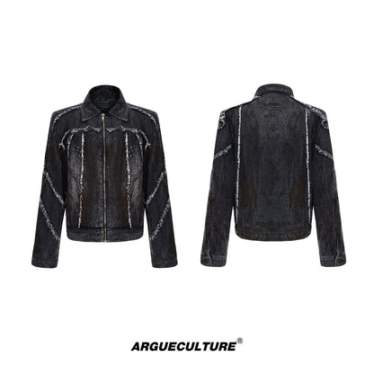 Deconstruction Shoulder-Pad Denim Jacket & Large Pocket Denim Jeans Setup WN21847