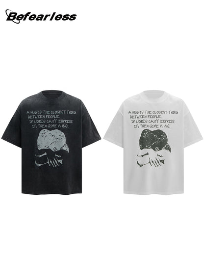 Washed Hug Graphic Oversize Short Sleeve T-Shirt WN26349