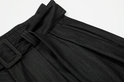 Curved Draped Design Wide Leg Trousers WN16526