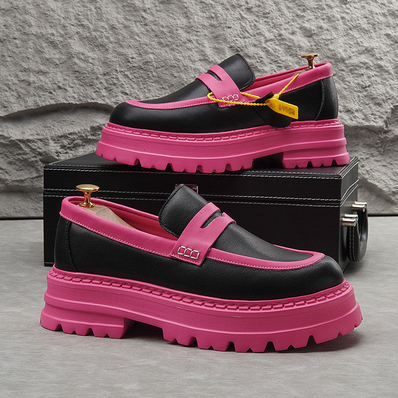 Leather Platform Height Increase Loafers WN24788