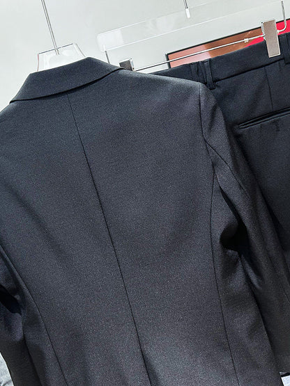 Badge Embroidery Tailored Jacket & Straight Trousers Setup WN23955