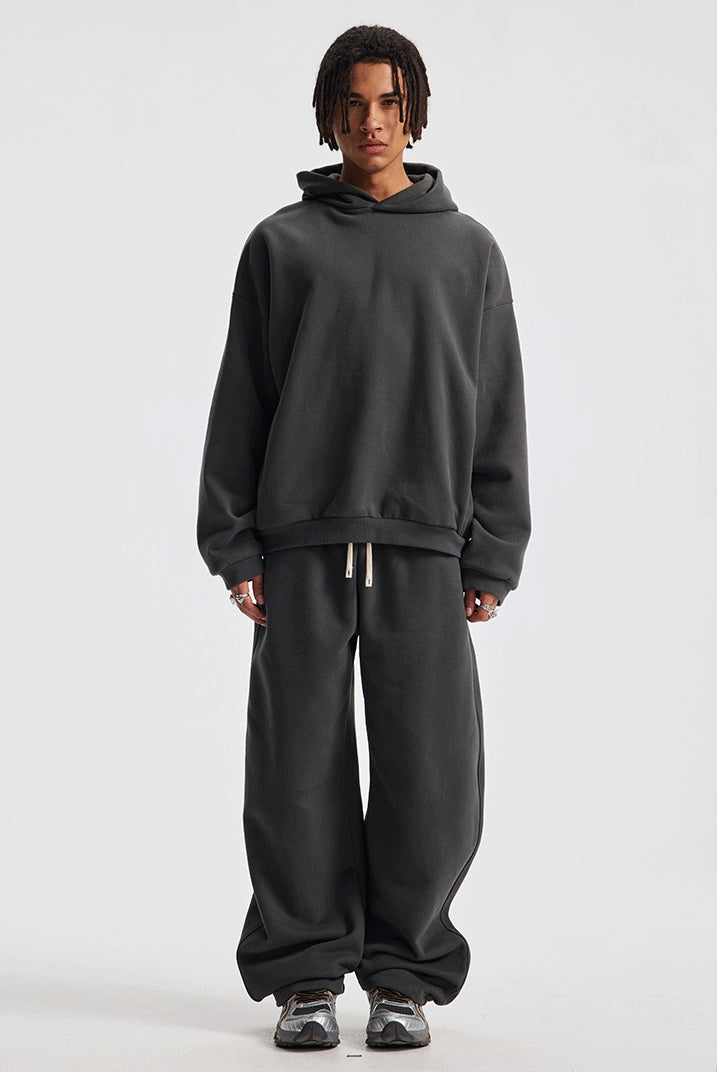 Fleece Lining Oversize Hoodie & Wide Leg Sweatpants Setup WN23113