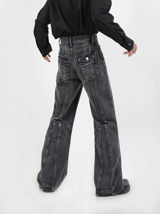 Back Design Straight Denim Jeans WN5112