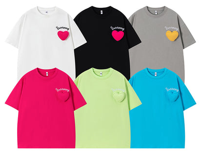 3D Heart Letter Embroidery Short Sleeve T-Shirt WN26923