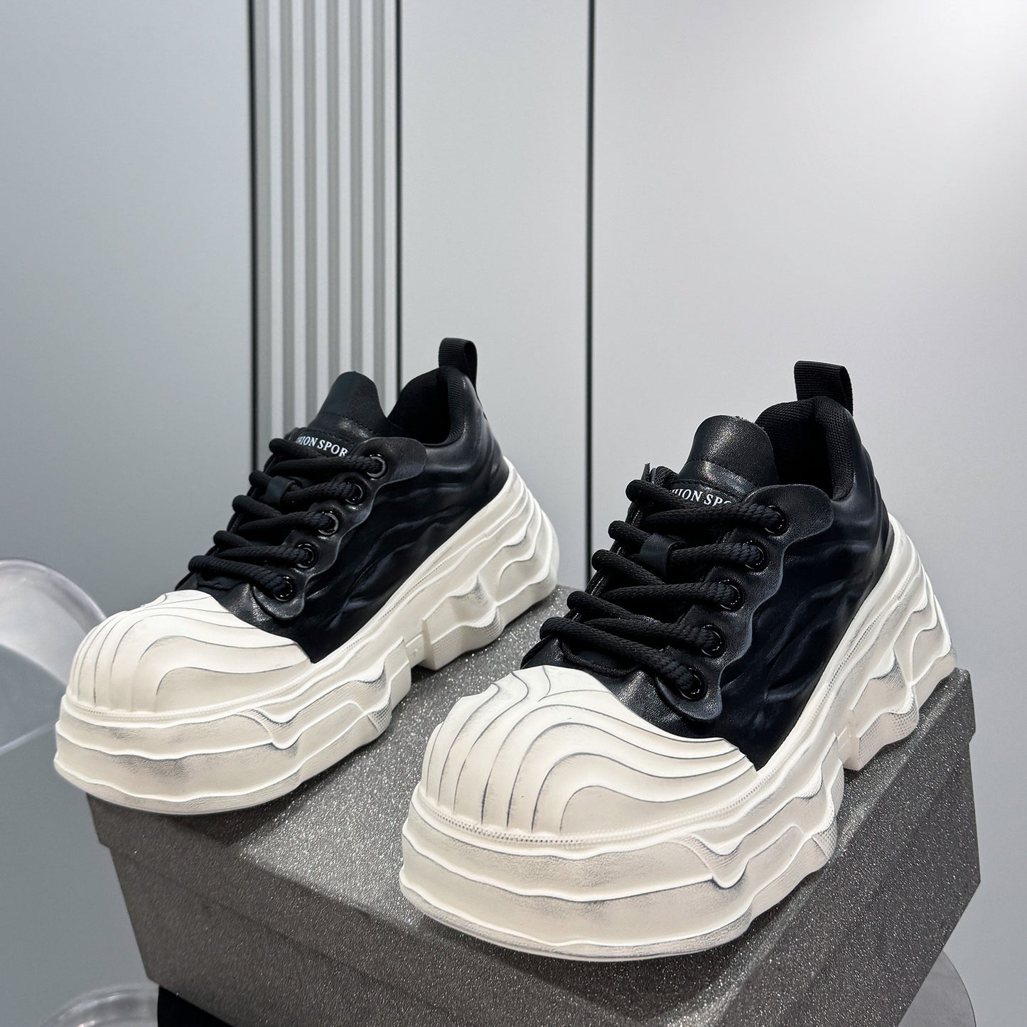 Thick-Sole Height-Increasing Shell-Toe Dad Sneakers WN24771