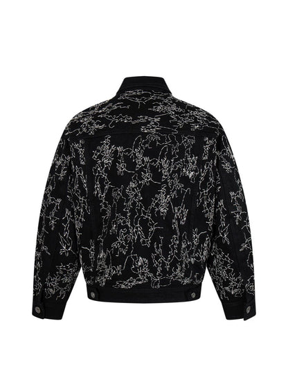 Allover Line Embroidery Denim Jacket WN28087