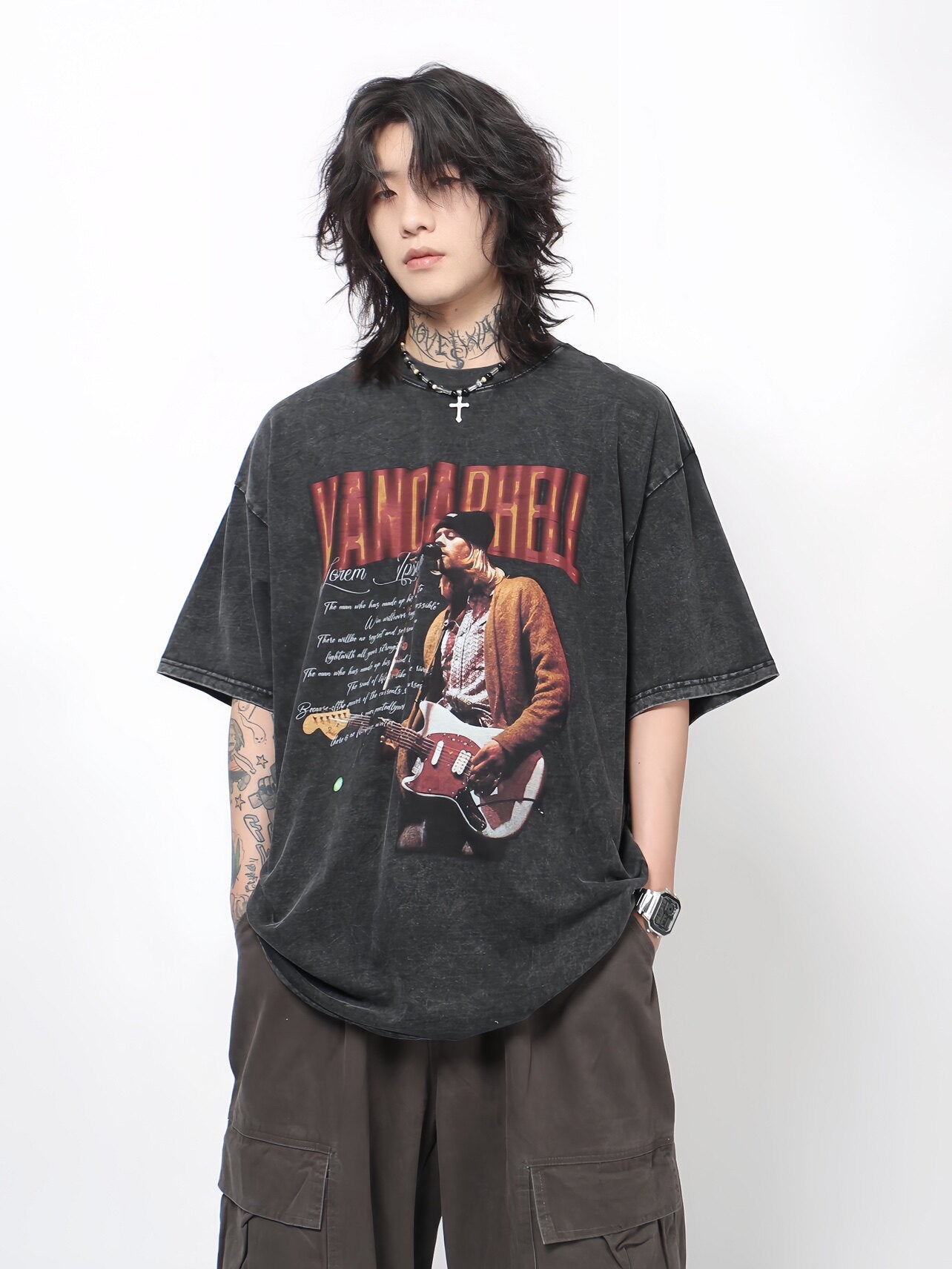 Washed Rock Graphic Distressed Short Sleeve T-Shirt WN24474