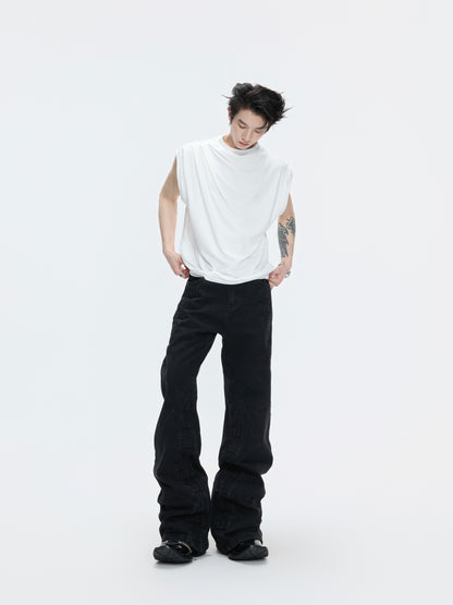Embroidery Stretch Oversize Sleeveless T-Shirt WN26990