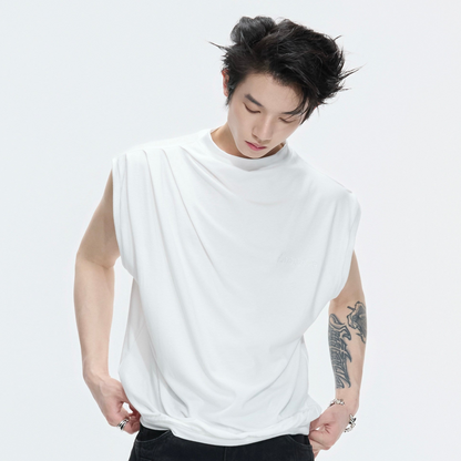 Embroidery Stretch Oversize Sleeveless T-Shirt WN26990