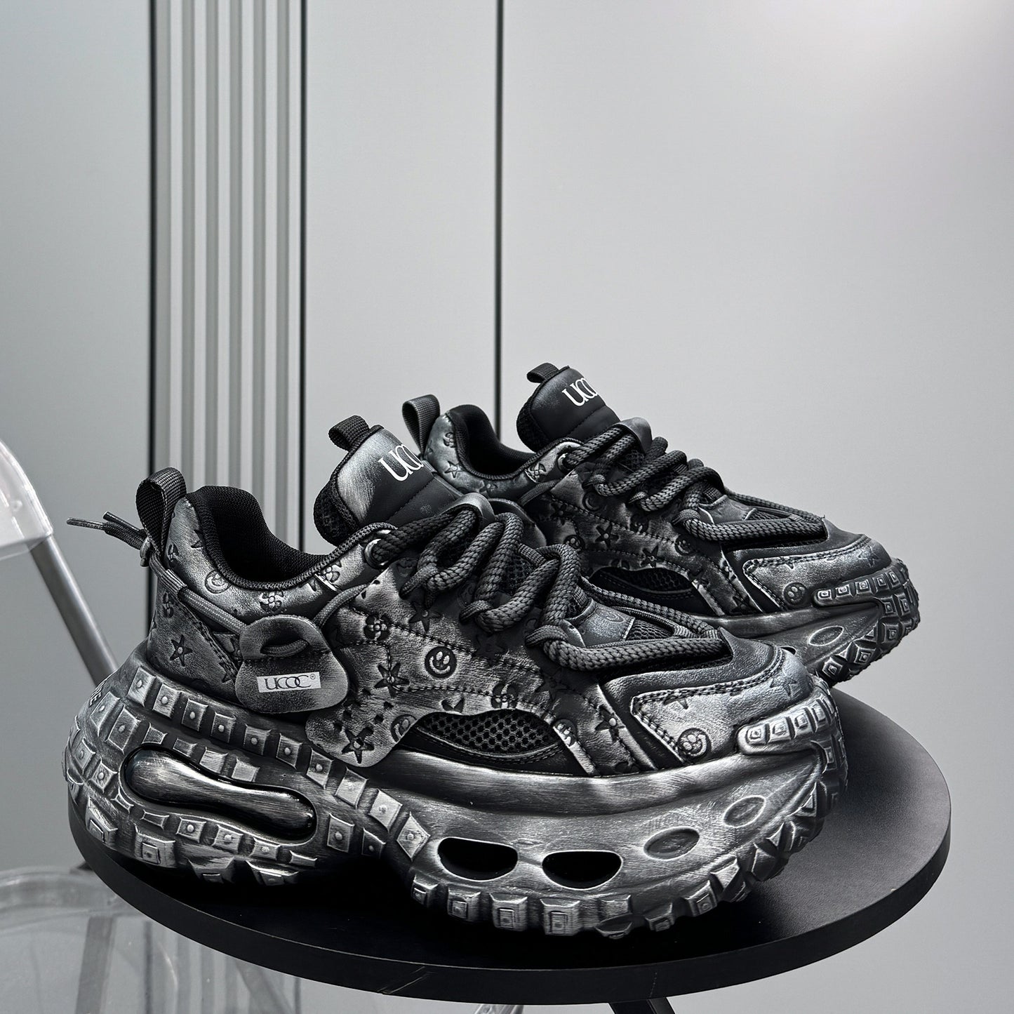 Embroidery Rope Lace Chunky Sole Sneakers WN24667