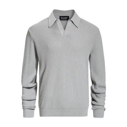 Polo-Collar Knit Long Sleeve Sweater WN21422