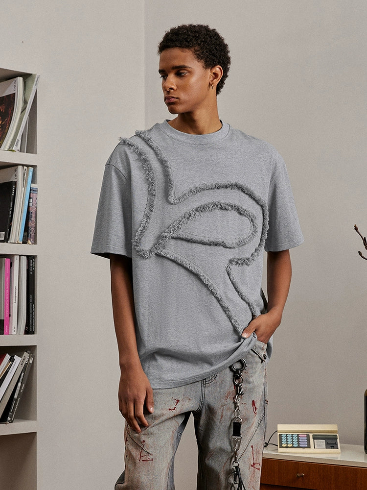 Fringe Tape Oversize Short Sleeve T-Shirt WN17973