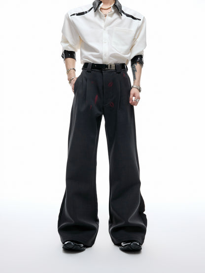 Pleats Lip Print Flare Trousers WN20538