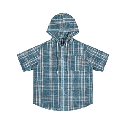 Checkered Short Sleeve Hooded Shirt WN8165