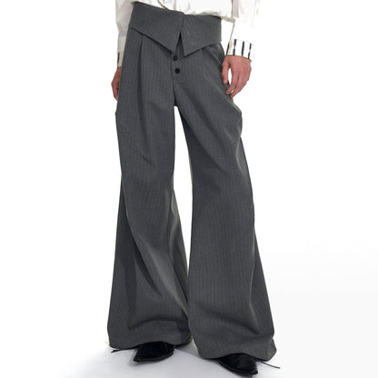 Foldable Waist Pinstripe Flare Trousers WN20938