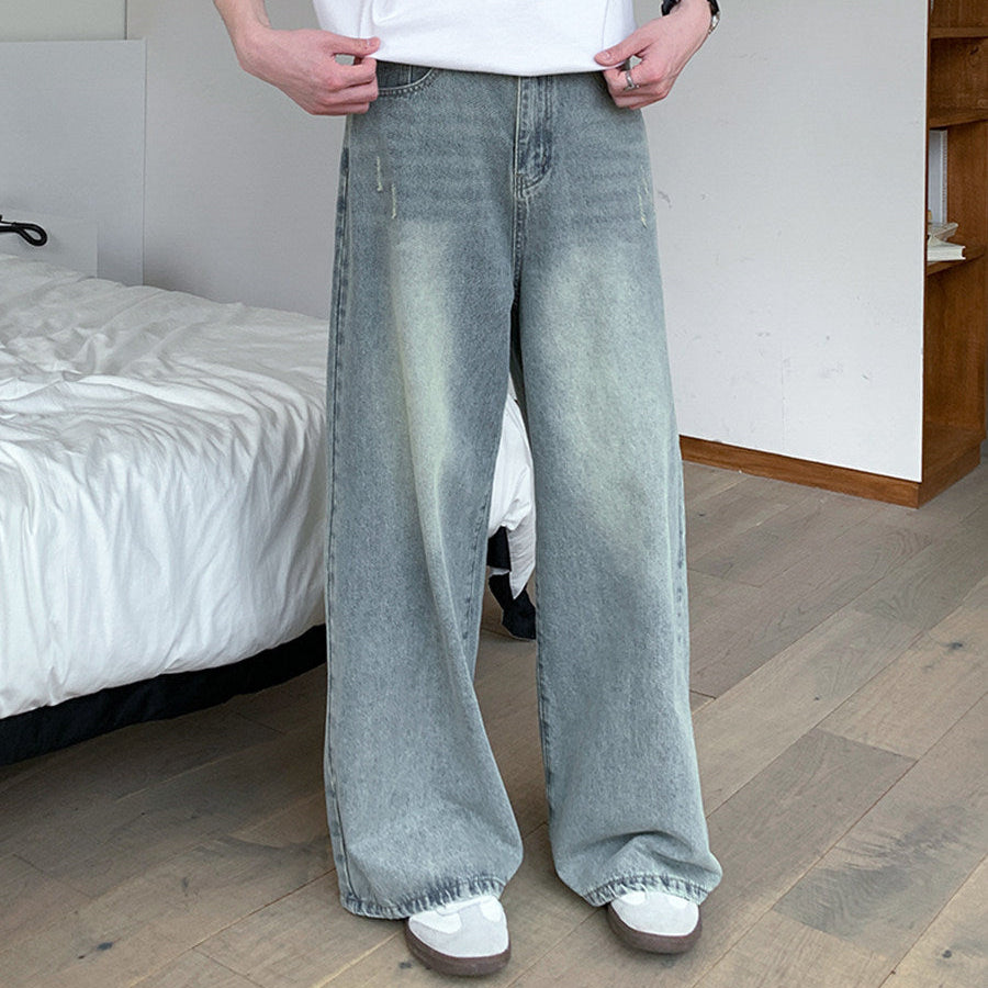 Washed Wide Leg Denim Jeans WN24980