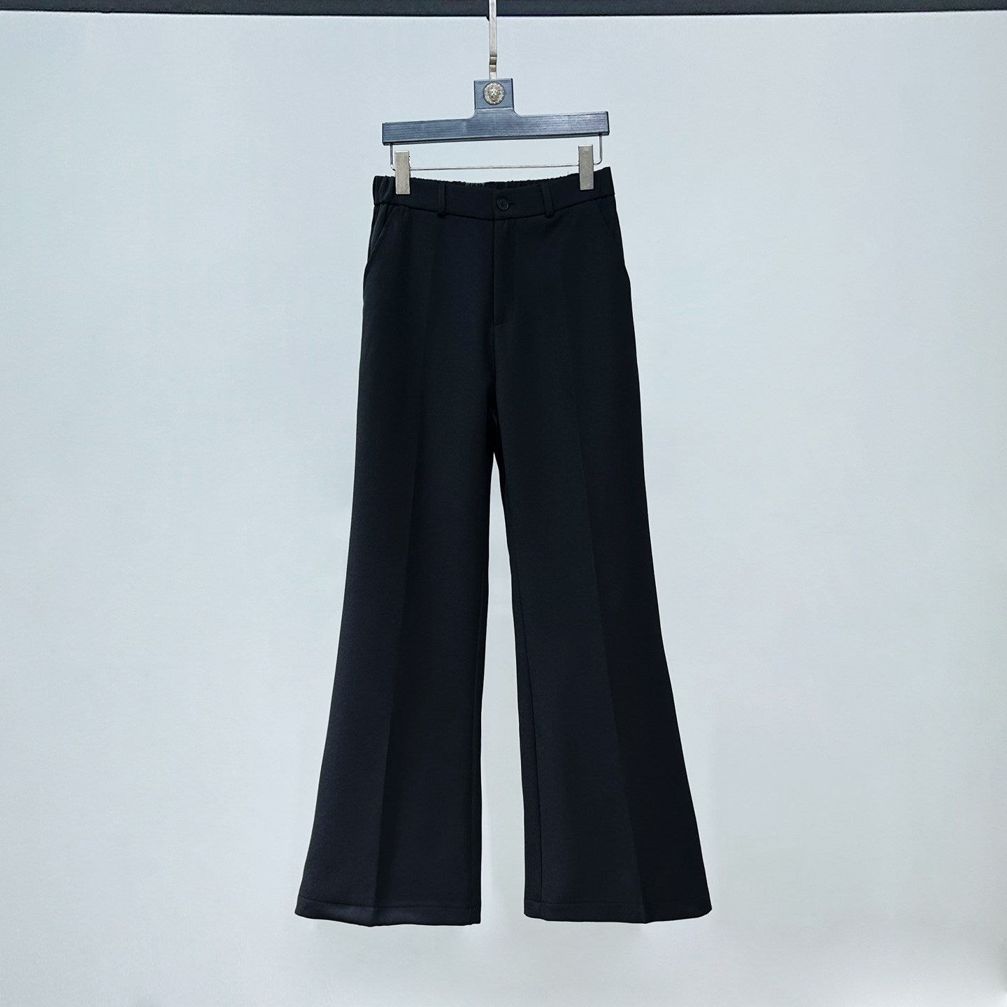 Standing-Collar Short Tailored Jacket & Flare Trousers Setup WN23878