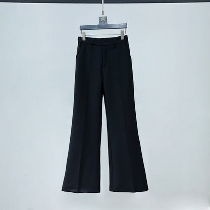 Standing-Collar Short Tailored Jacket & Flare Trousers Setup WN23878
