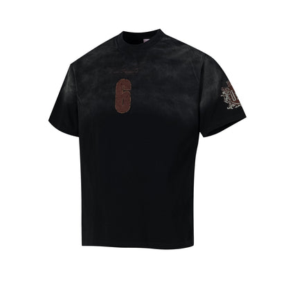 Spray Paint Number Print Short Sleeve T-Shirt WN26041