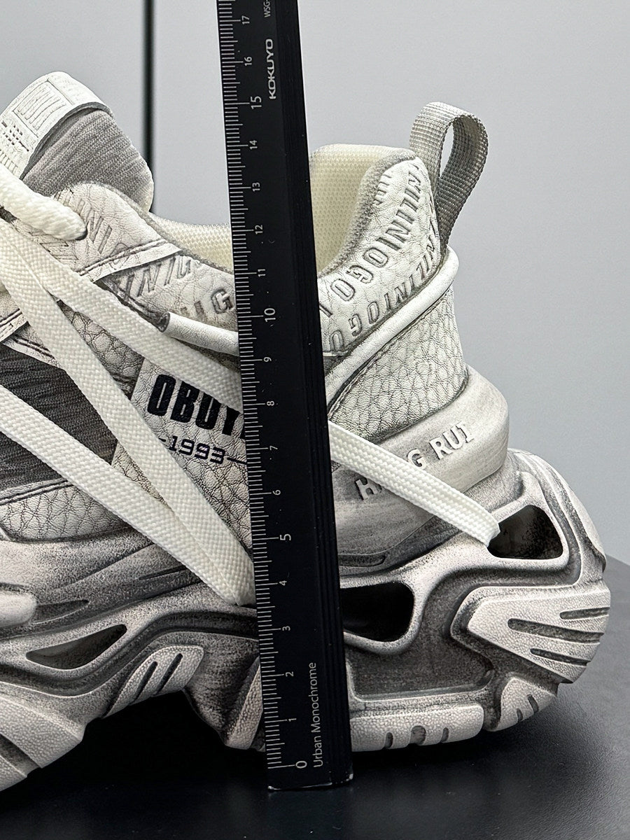 Graffiti Print Panel Chunky Sole Sneakers WN24603
