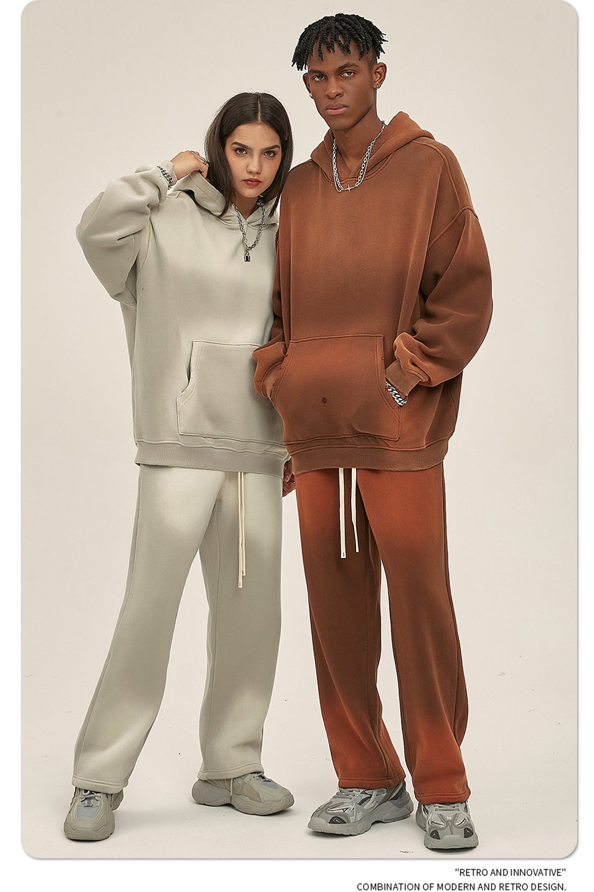 Fleece Lining Spray-dye Damage Oversize Hoodie WN9969-K